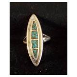 2 Gorgeous Navajo Sterling Silver Turquoise Rings Size 6