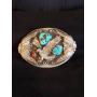 Beautiful Sterling Silver Turquoise Navajo Belt Buckle, Heavy