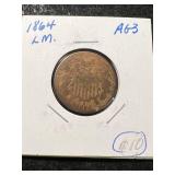 1864 LM US 2 CENT PIECE