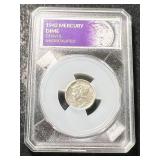 1942-D US MERCURY DIME SLABBED UNC