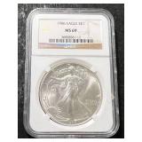 1986 AMERICAN SILVER EAGLE NGC MS69