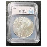 2024 AMERICAN SILVER EAGLE ICG MS70