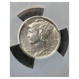 1941-D US MERCURY DIME SLABBED UNC