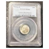 1956-D US ROOSEVELT DIME MS66 OMAHA BANK HOARD