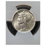 1945-D US MERCURY DIME SLABBED UNC