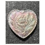 HALF TROY OZ .999 FINE SILVER HEART SHAPED BAR