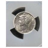 1944-D US MERCURY DIME SLABBED UNC