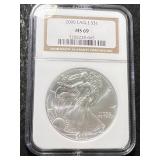 2000 AMERICAN SILVER EAGLE NGC MS69