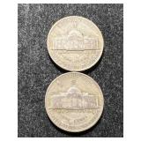 2 US WAR NICKELS 1942 1944