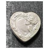 2 TROY OZ .999 FINE SILVER BISON BULLION HEART SHAPED BAR
