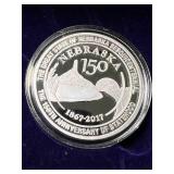1 TROY OZ .999 FINE SILVER NEBRASKA STATEHOOD ROUND IN BOX
