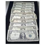 GROUP OF 10 US BLUE SEAL $1 SILVER CERTIFICATES