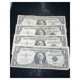4 US STAR NOTE BLUE SEAL $1 SILVER CERTIFICATES
