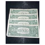 4 US STAR NOTE BLUE SEAL $1 SILVER CERTIFICATES