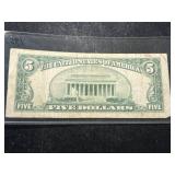 1953A US BLUE SEAL $5 SILVER CERTIFICATE