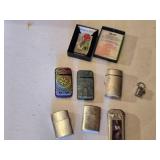 Variet of Decorative Lighters, Metal Lighters and Zippo Box (box only)