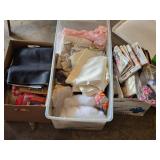 Sewing Supplies and Patterns Lot including Fabrics, Threads, and Embroidery Kits