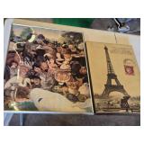 Framed Animal Collage Art Print and Eiffel Tower Photo