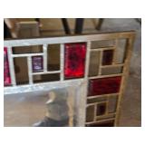 Decorative Mirror with Red and Silver Mosaic Frame