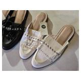 Black and White Studded Loafers, Size 10