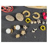 Assorted Jewelry and Accessories including La Mode Fashion Accessories, Dritz Buttons, and Various Earrings and Brooches