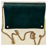 Street Level Purse - Teal Leather with Gold Chain Strap