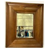 Wood Frame Mirror with Beveled Inner Frame & Dark Brown Finish