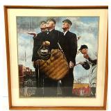Framed Vintage Baseball Painting - Three Umpires