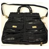 Alexis Hudson Convertible Leather Bag - Expansion Zipper, Dark Purple/Black
