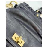 Alexis Hudson Convertible Leather Bag - Expansion Zipper, Dark Purple/Black