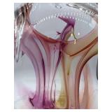Peter Bramhall Glass Sculpture - Signed 1990 Abstract Art Glass Vessel - LARGE 12