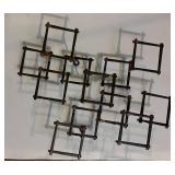 Brutalist Mid-Century Metal Square-Frame Sculpture - Abstract Geometric Art