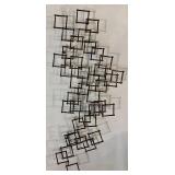 Brutalist Mid-Century Metal Square-Frame Sculpture - Abstract Geometric Art