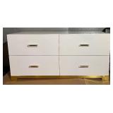 CB2 Vintage White Lacquer Dresser with Lucite Handles