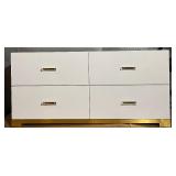 CB2 Vintage White Lacquer Dresser with Lucite Handles