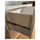 CB2 Vintage White Lacquer Dresser with Lucite Handles