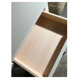 Pair of White End Tables With Drawer Ring Pull & Lower Shelf
