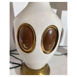 Vintage Table Lamps - White with Gold Trim, 23 in Tall