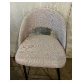 Glitzhome Bar Stool - Upholstered Back, Grey Fabric, Black Metal Frame