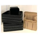 Three Gray/Black Felt Storage Boxes - Beige Multi-pocket Organizer
