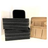 Three Gray/Black Felt Storage Boxes - Beige Multi-pocket Organizer