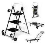 Kerry Kart 4-in-1 Utility Cart Ladder - Black Steel
