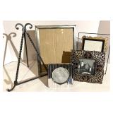 Decorative Photo Frames & Wrought Iron Easel (Lot of 5)