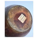 Room & Board Brown Metal Vase & Green Distressed Vase with Asian Coasters in Holder
