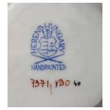 Herend Hand Painted Porcelain Basket-Weave Bowl with Floral Center