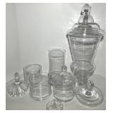 Clear Glass Apothecary Canister Set with Lids - Tall Jar & Assorted Jars