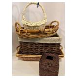 Wicker Baskets Assorted (Lot of 6) including Tissue Box Cover