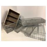 Desk Organizer Set - Metal Mesh Baskets & Wood Tray