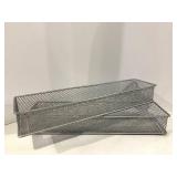 Desk Organizer Set - Metal Mesh Baskets & Wood Tray