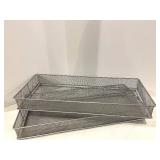 Desk Organizer Set - Metal Mesh Baskets & Wood Tray